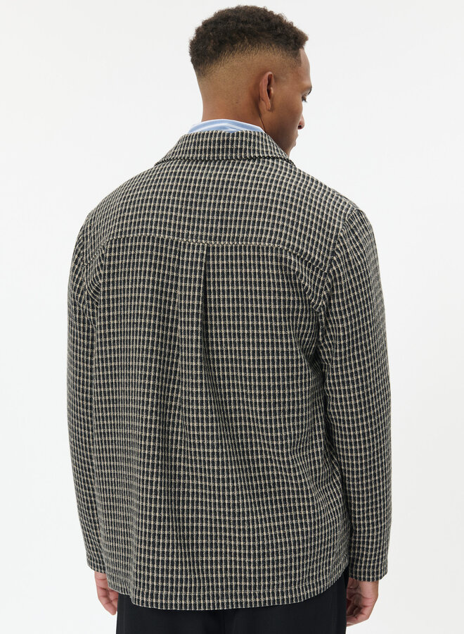 Surchemise Matinique Drewer à carreaux tissés noirs, beiges & gris