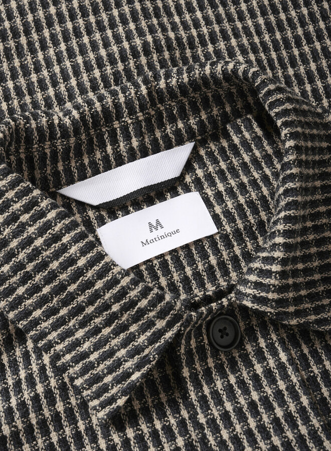 Surchemise Matinique Drewer à carreaux tissés noirs, beiges & gris