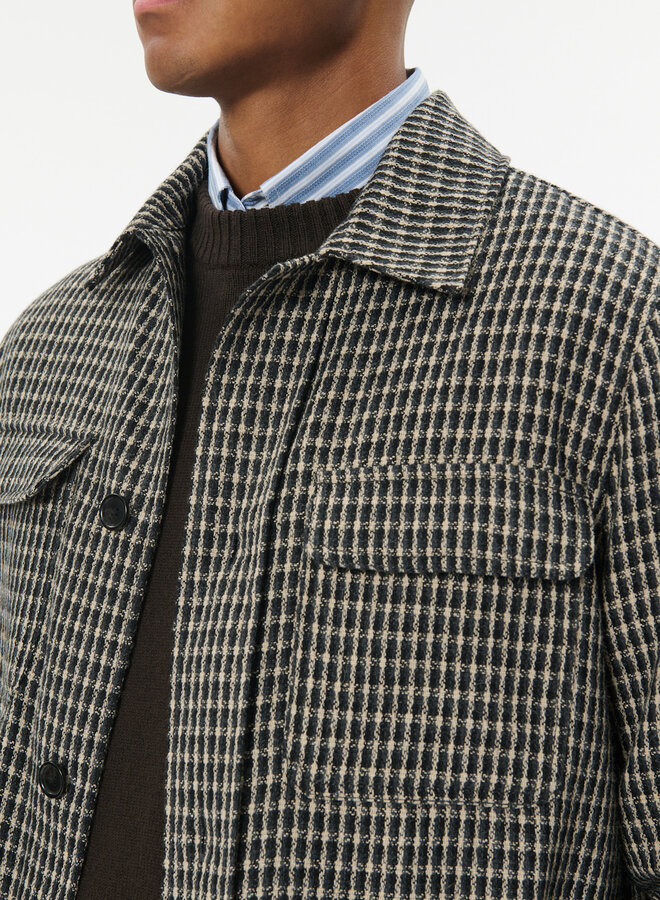 Surchemise Matinique Drewer à carreaux tissés noirs, beiges & gris