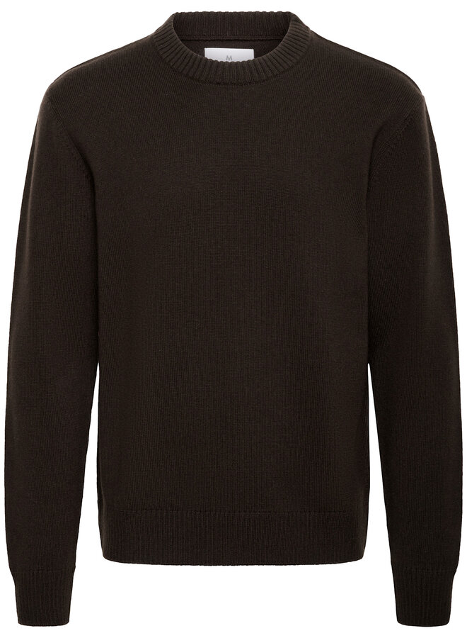 Tricot Matinique Triton à col rond en laine d’agneau brun ganache