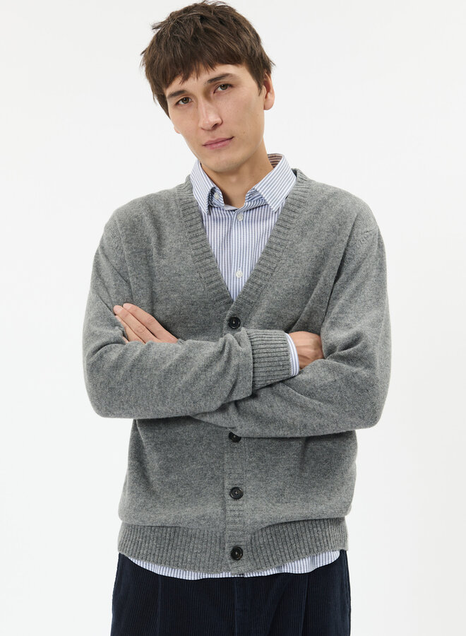 Cardigan Matinique Jambon en laine d’agneau gris pâle mélange