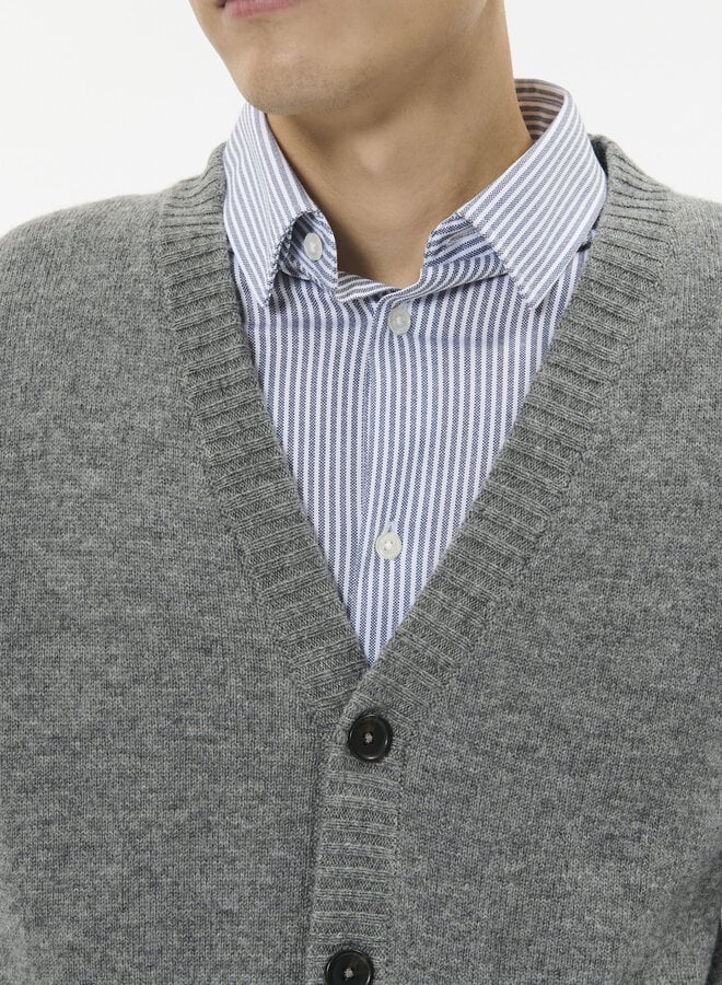 Cardigan Matinique Jambon en laine d’agneau gris pâle mélange