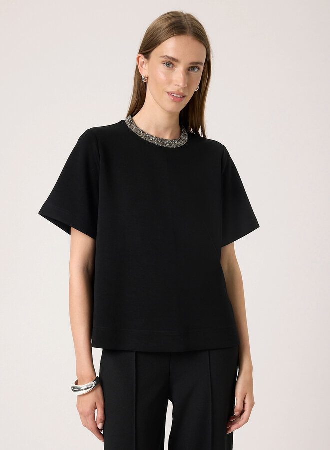 Haut Soaked in luxury Marigold avec col à paillettes noir