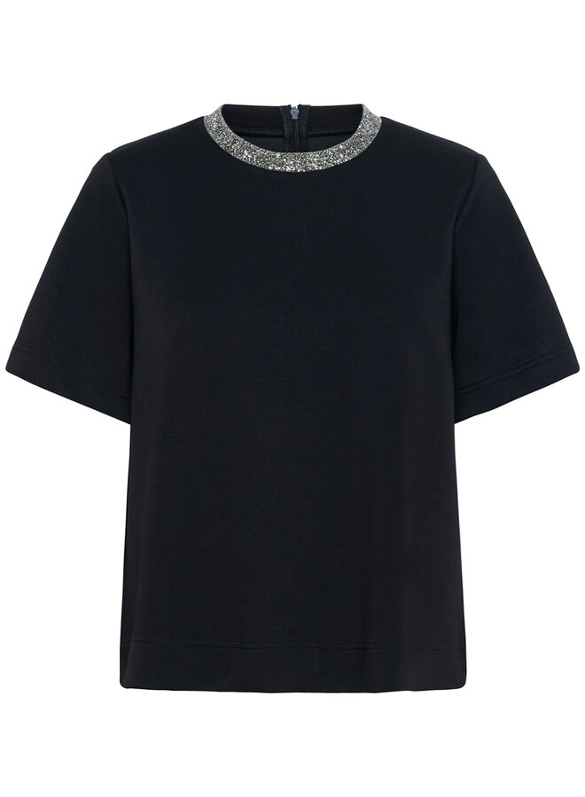 Haut Soaked in luxury Marigold avec col à paillettes noir