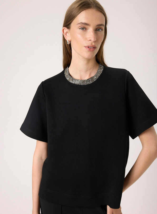 Haut Soaked in luxury Marigold avec col à paillettes noir