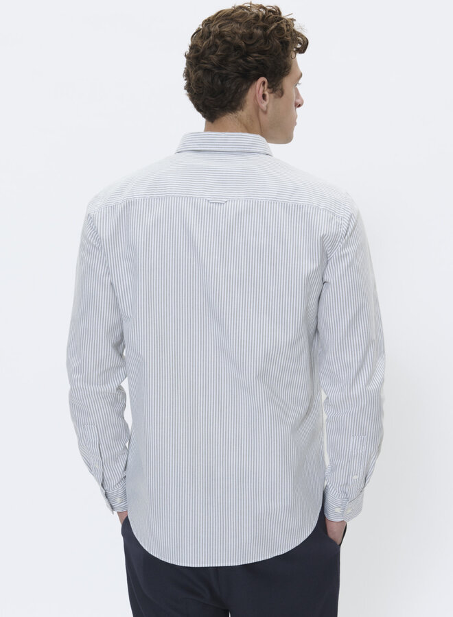 Chemise Matinique Trostol Oxford rayée vert olive & blanche