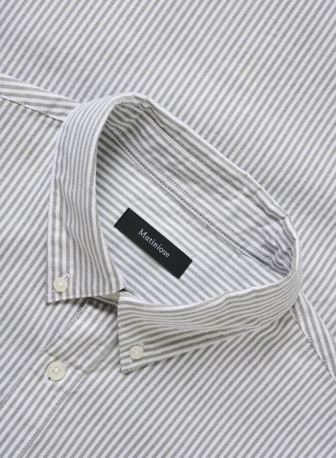 Chemise Matinique Trostol Oxford rayée vert olive & blanche
