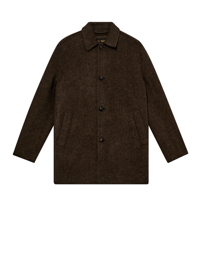 Manteau Mos Mosh Gallery Barkley à col classique boutonné en lainage brun mélange