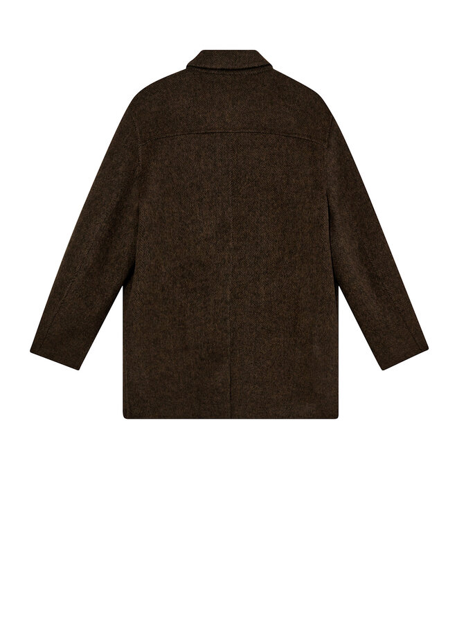 Manteau Mos Mosh Gallery Barkley à col classique boutonné en lainage brun mélange