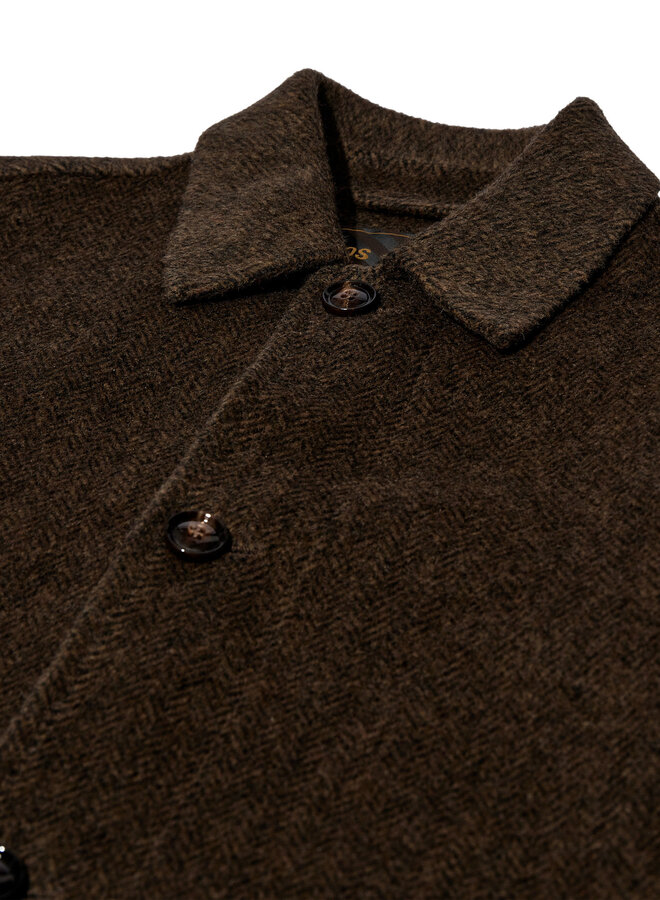 Manteau Mos Mosh Gallery Barkley à col classique boutonné en lainage brun mélange