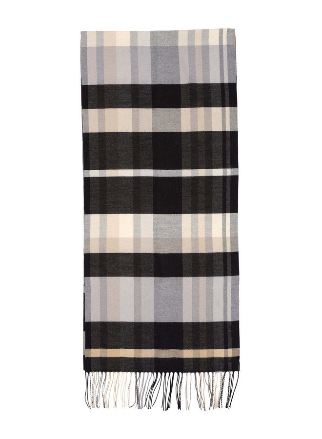 Foulard Echo à carreaux noirs, beiges & gris