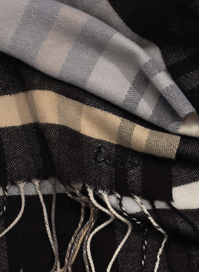 Foulard Echo à carreaux noirs, beiges & gris
