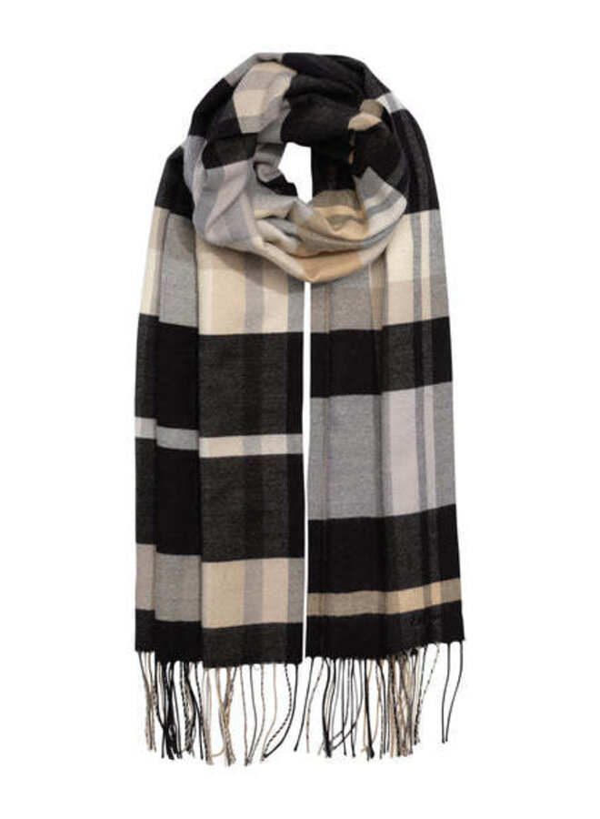 Foulard Echo à carreaux noirs, beiges & gris