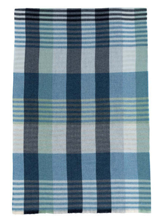 Foulard Echo rayé bleu marine, bleu ciel & vert