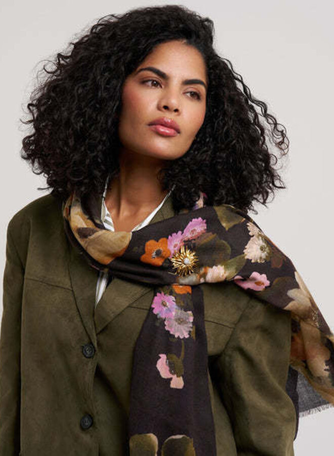 Foulard Echo noir fleuri multi