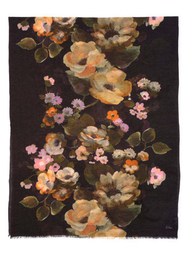 Foulard Echo noir fleuri multi