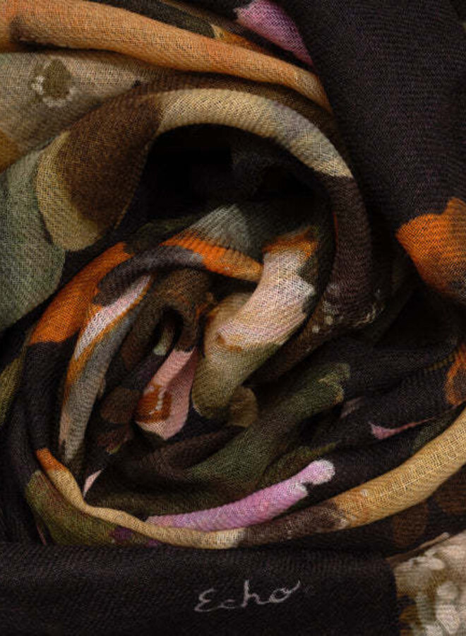 Foulard Echo noir fleuri multi