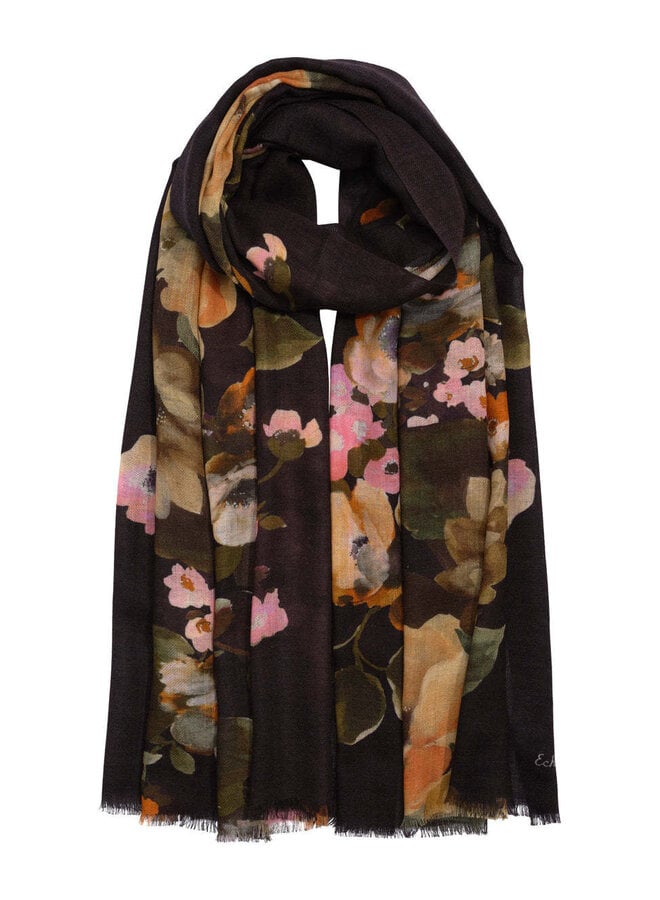 Foulard Echo noir fleuri multi
