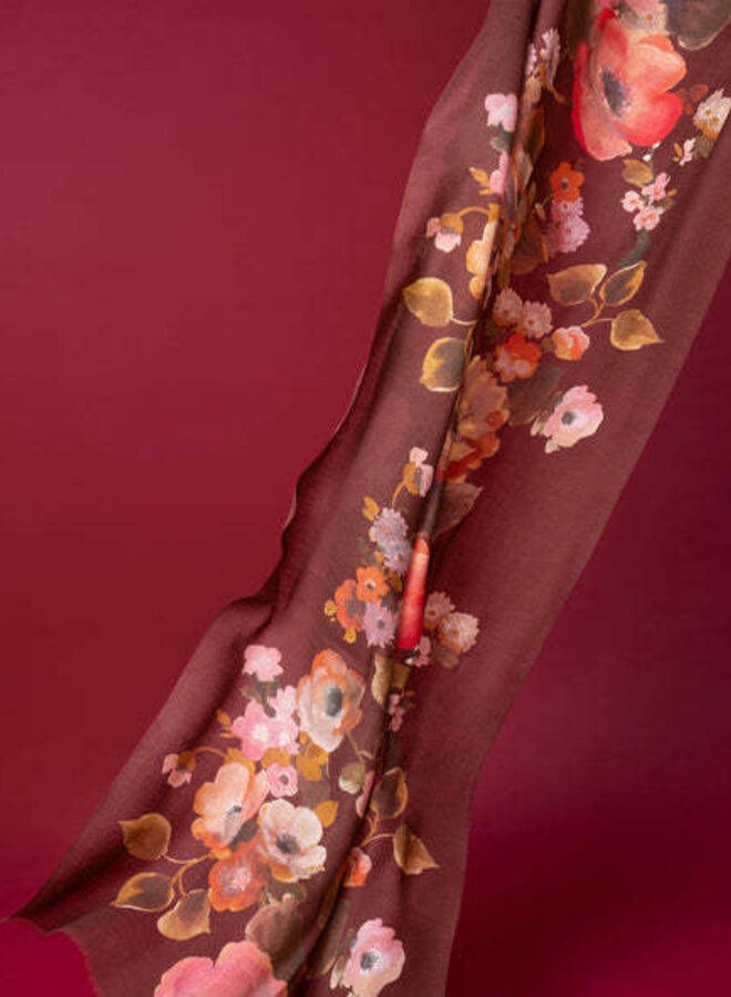 Foulard Echo rouge porto fleuri multi
