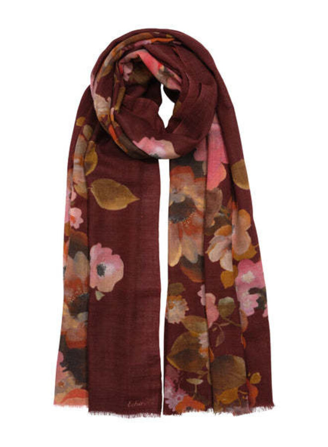 Foulard Echo rouge porto fleuri multi