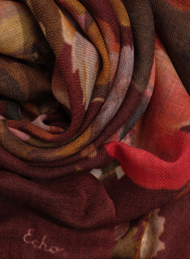 Foulard Echo rouge porto fleuri multi