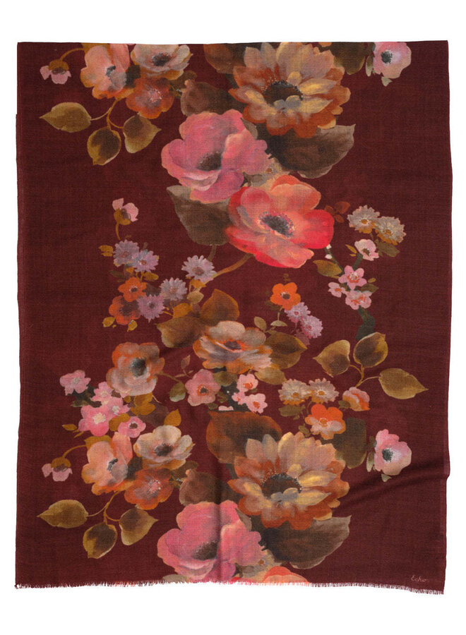 Foulard Echo rouge porto fleuri multi
