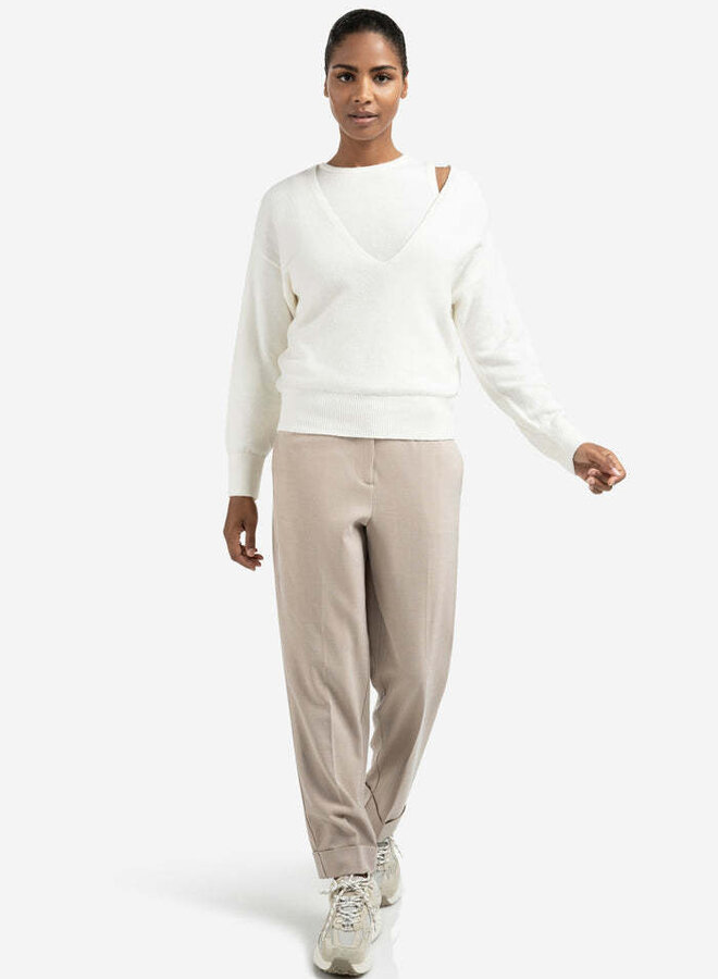 Pantalon Yaya à jambes larges beige mélange