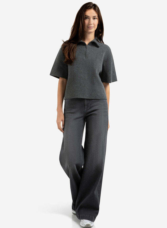 Jeans Yaya à jambes larges gris délavé