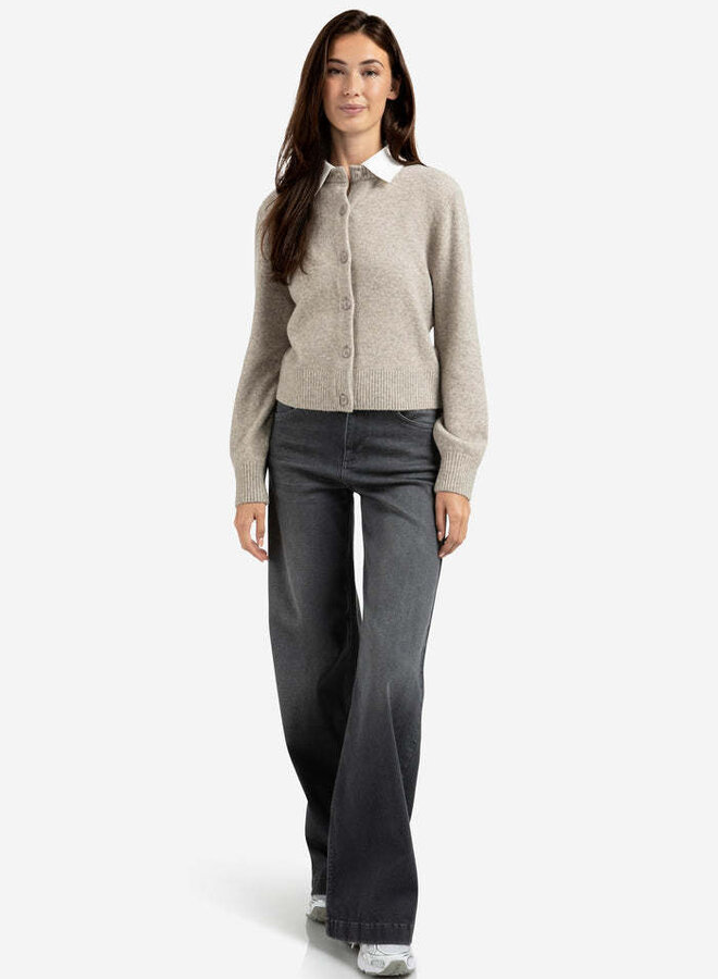 Jeans Yaya à jambes larges gris délavé