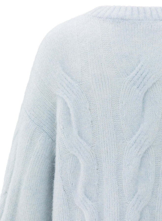 Tricot Yaya à mailles torsadées bleu pâle