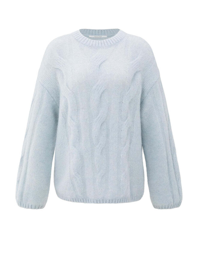 Tricot Yaya à mailles torsadées bleu pâle