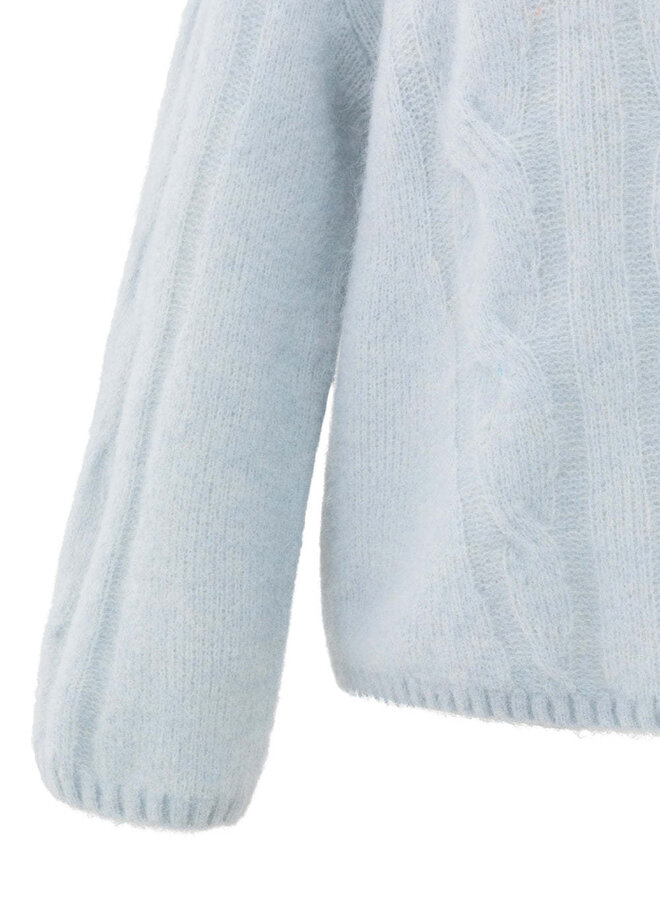 Tricot Yaya à mailles torsadées bleu pâle