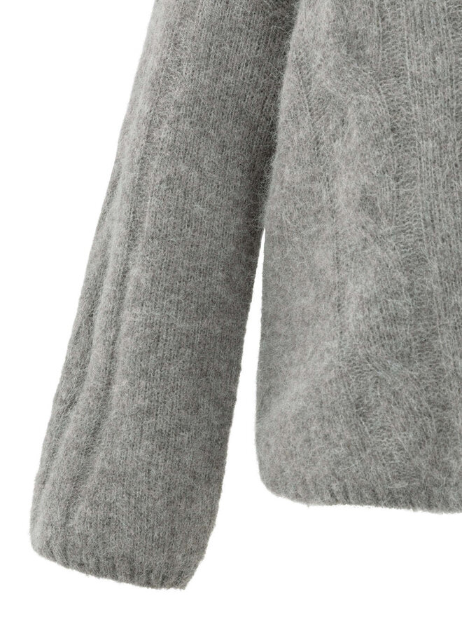 Tricot Yaya à mailles torsadées gris