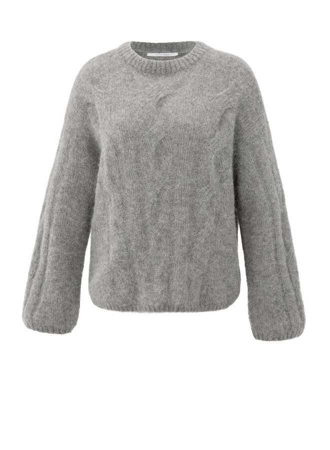 Tricot Yaya à mailles torsadées gris