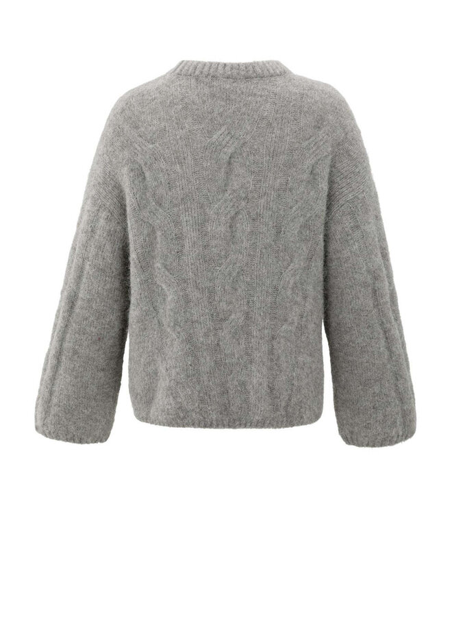 Tricot Yaya à mailles torsadées gris