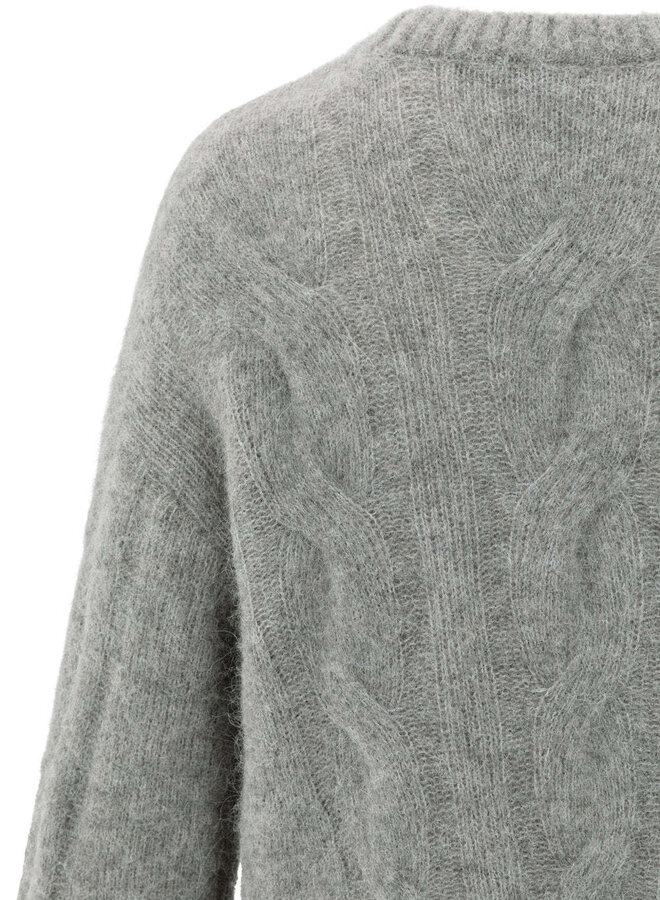 Tricot Yaya à mailles torsadées gris