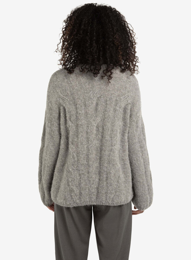 Tricot Yaya à mailles torsadées gris