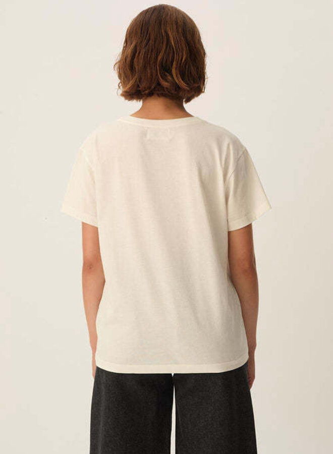 T-shirt Des Petits Hauts Fantine écru avec chien brodé