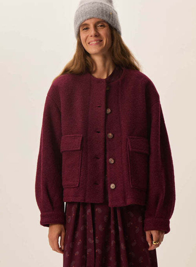 Jacket Des Petits Hauts Isadora à col rond rouge griotte