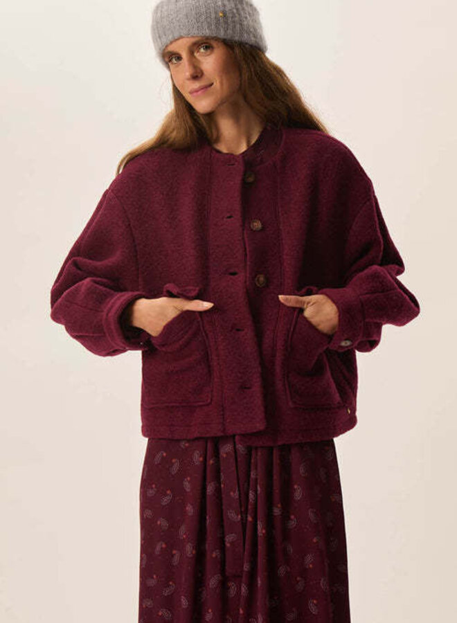 Jacket Des Petits Hauts Isadora à col rond rouge griotte