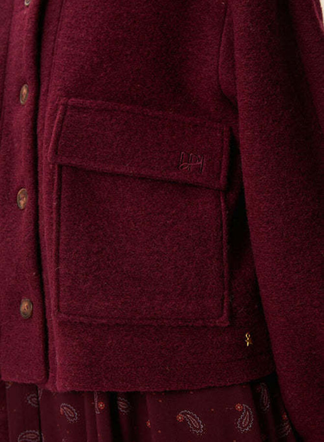 Jacket Des Petits Hauts Isadora à col rond rouge griotte