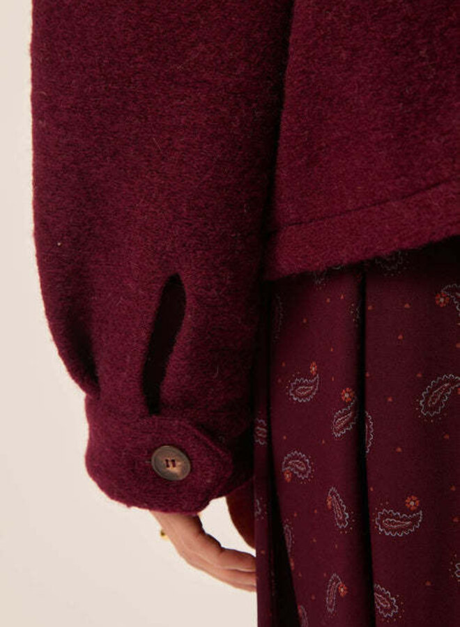Jacket Des Petits Hauts Isadora à col rond rouge griotte