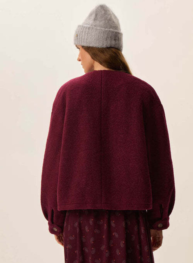 Jacket Des Petits Hauts Isadora à col rond rouge griotte