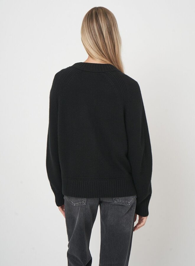 Cardigan Repeat à col V boutonné à 2 poches noir