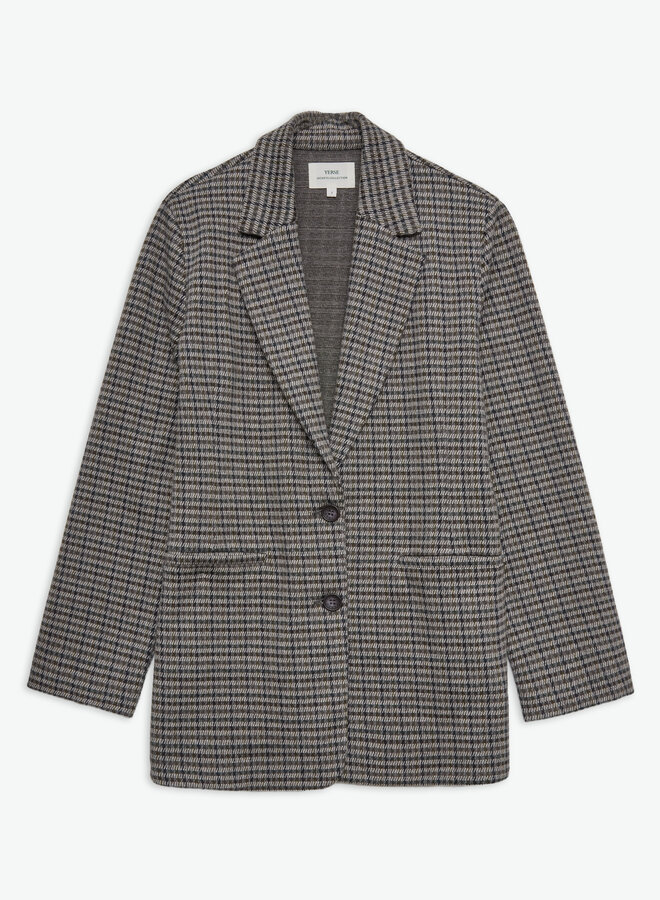 Veston Yerse Joyce en jersey pied-de-coq bleu marine, vert olive & gris