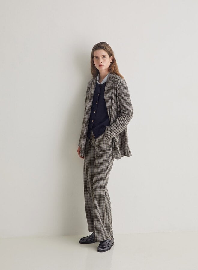 Veston Yerse Joyce en jersey pied-de-coq bleu marine, vert olive & gris