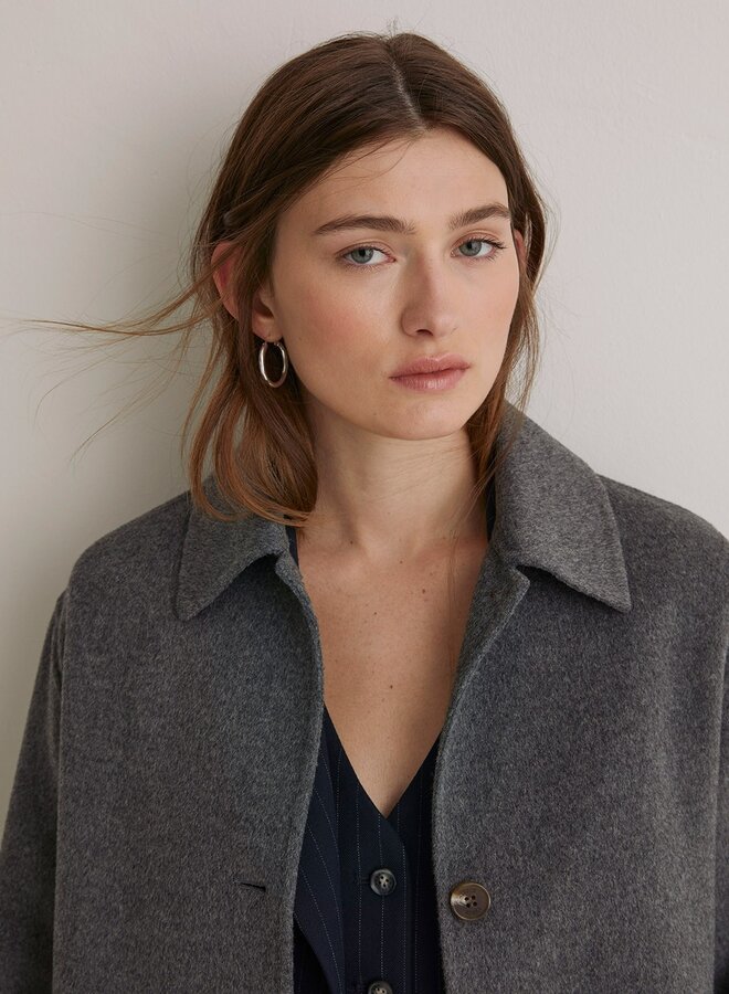 Manteau Yerse Sherlock double face gris mélange