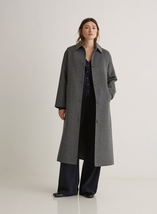 Manteau Yerse Sherlock double face gris mélange