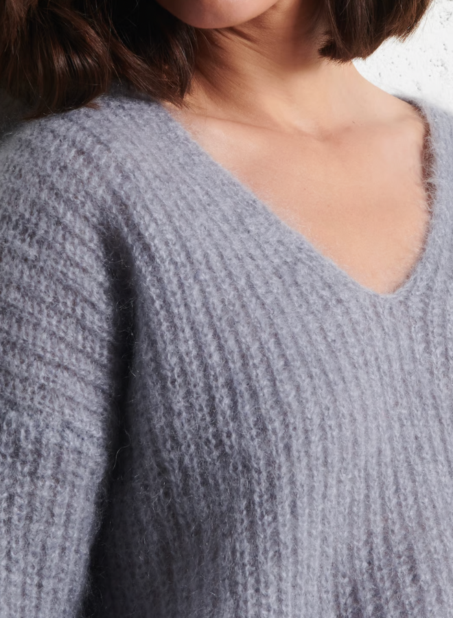 Tricot Des Petits Hauts Charlie à col V bleu orage