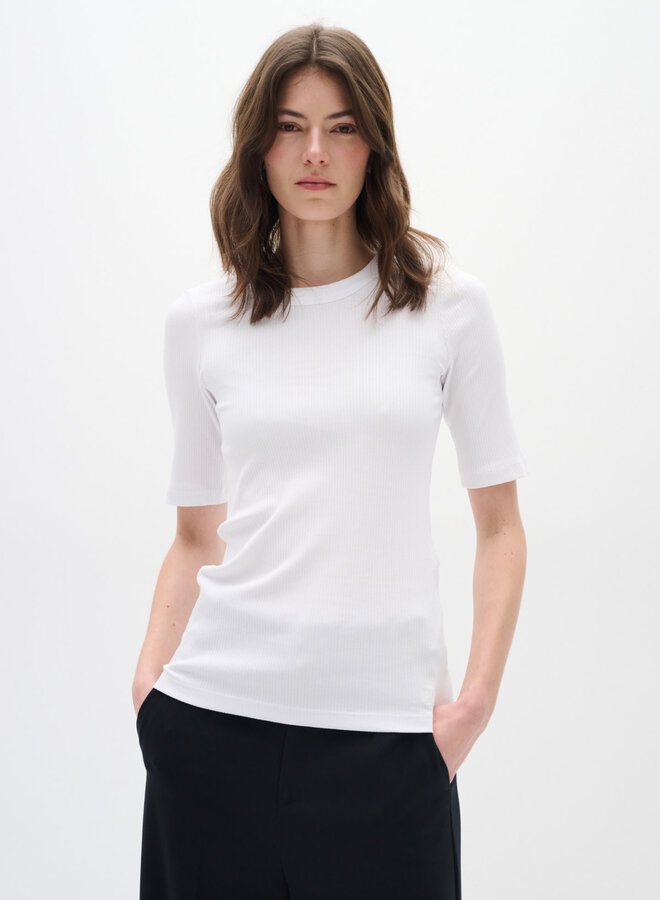 T-shirt InWear Dagna côtelé à manches aux coudes blanc